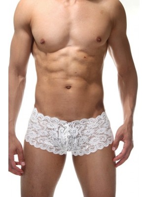 Erkek Seksi Beyaz Dantel Boxer